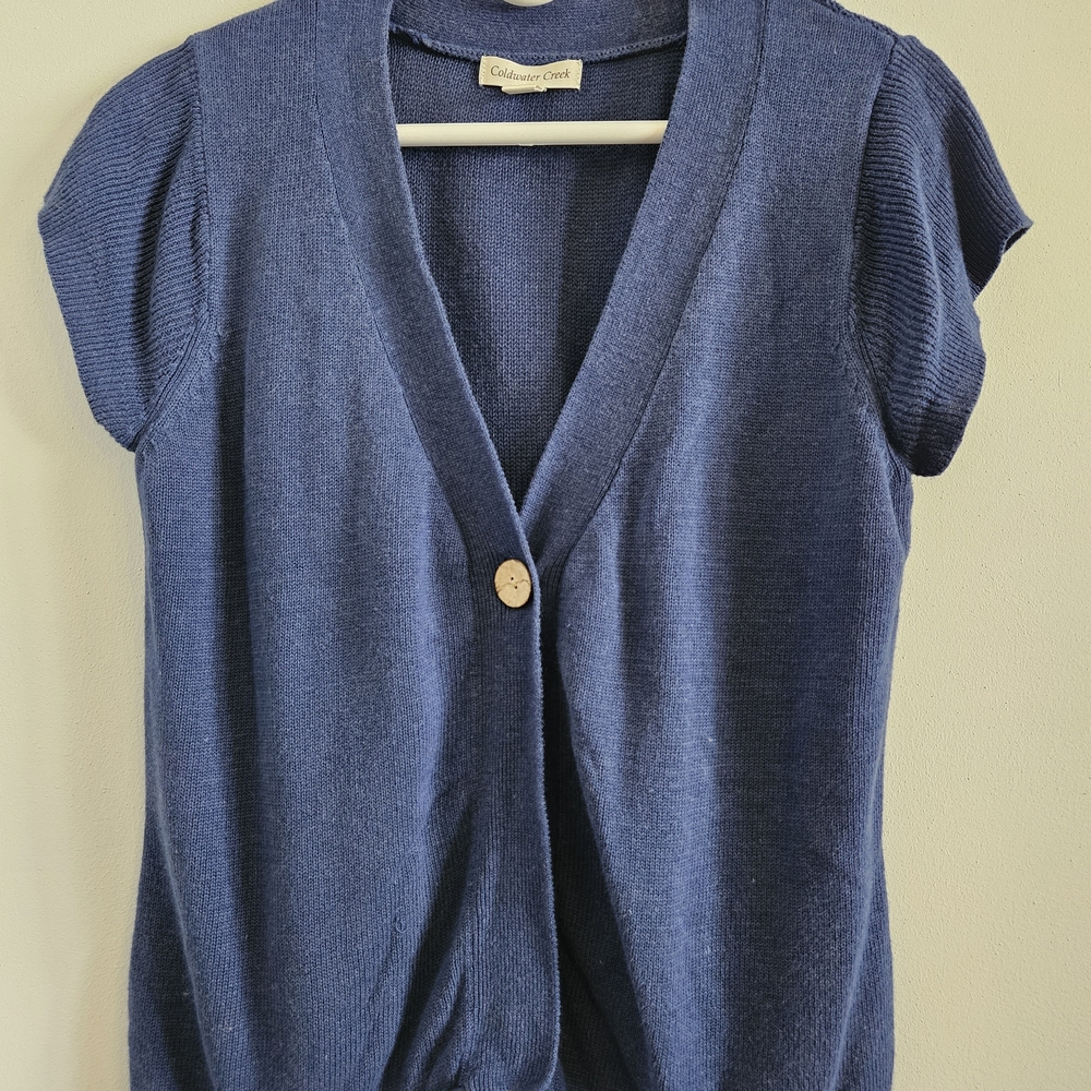Coldwater Creek Blue Short Sleeve Cardigan